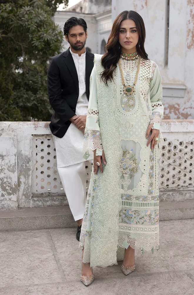 Mahnur - 3PC Unstitched Lawn Chikenkari Embroidered Suit - UA285