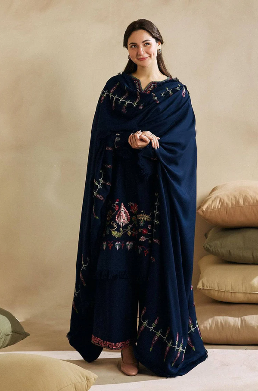 Zara Shahjahan - 3PC Unstitched Dhanak Embroidered Suit - US222