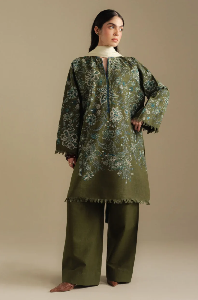 Zara Shahjahan - 3PC Unstitched Dhanak Embroidered Suit - UH276