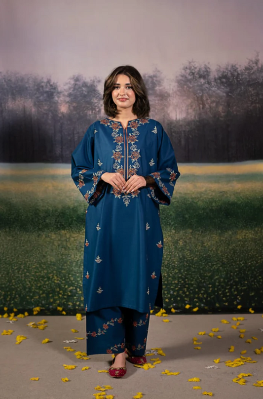 Urge - 2PC Dhanak Embroidered Suit (Unstitched) - US206