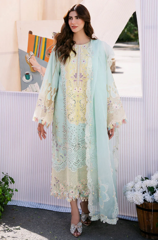 BIN ILYAS - 3PC Unstitched Lawn Embroidered Suit - UA278