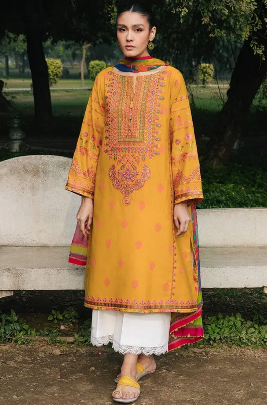 Zara Shahjahan - 3PC Lawn Embroidered Suit (Unstitched) -UPFS087