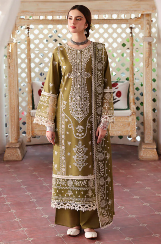 Mahnur - 3PC Dhanak Embroidered Suit (Unstitched) - UH194