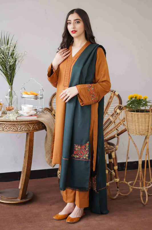 Asling - 3PC Unstitched Dhanak Embroidered Suit - UH165
