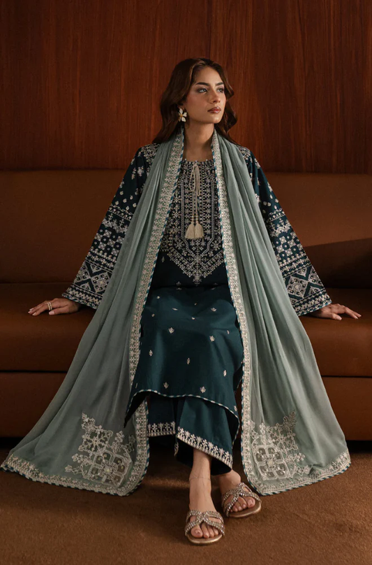 Batik - 3PC Unstitched Lawn Embroidered Suit - UA271