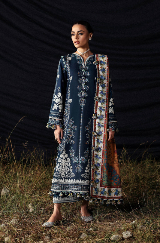 Hussain Rehar - 3PC Unstitched Lawn Embroidered Suit - UA240