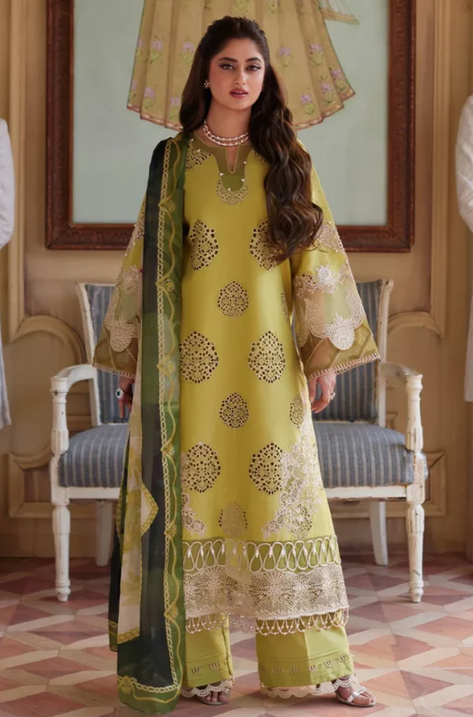 Elaf- 3PC Lawn Chickenkari Embroidered Suit (Unstitched) - UPFS093