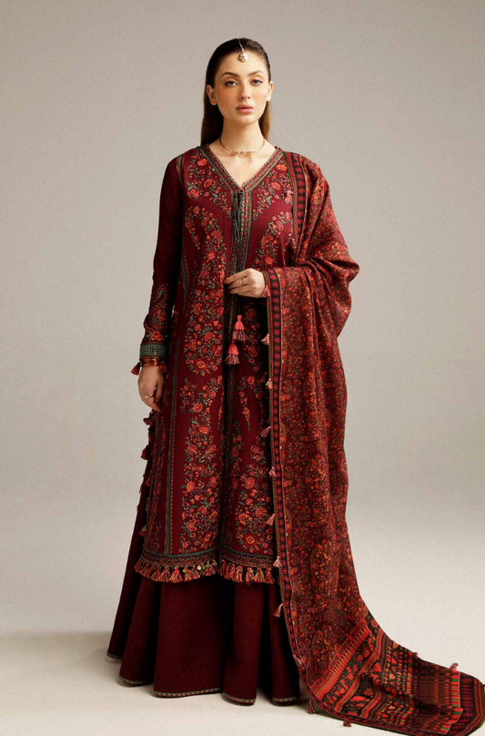 Hussain Rehar - 3PC Unstitched Dhanak Embroidered Suit - US170