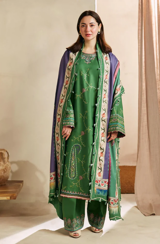 Zara Shahjahan - 3PC Unstitched Dhanak Embroidered Suit - US224
