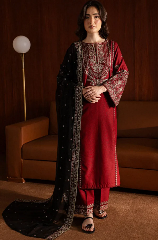 Batik - 3PC Unstitched Dhanak Embroidered Suit - UH175