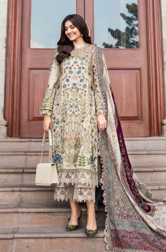 Hussain Rehar - 3PC Unstitched Dhanak Embroidered Suit - UH173