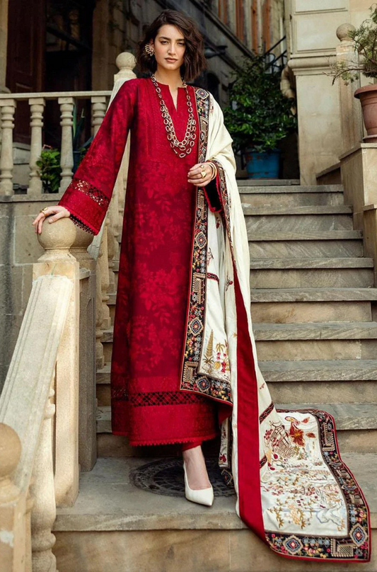 Mushq - 3PC Dhanak Embroidered Suit (Unstitched) - UH192