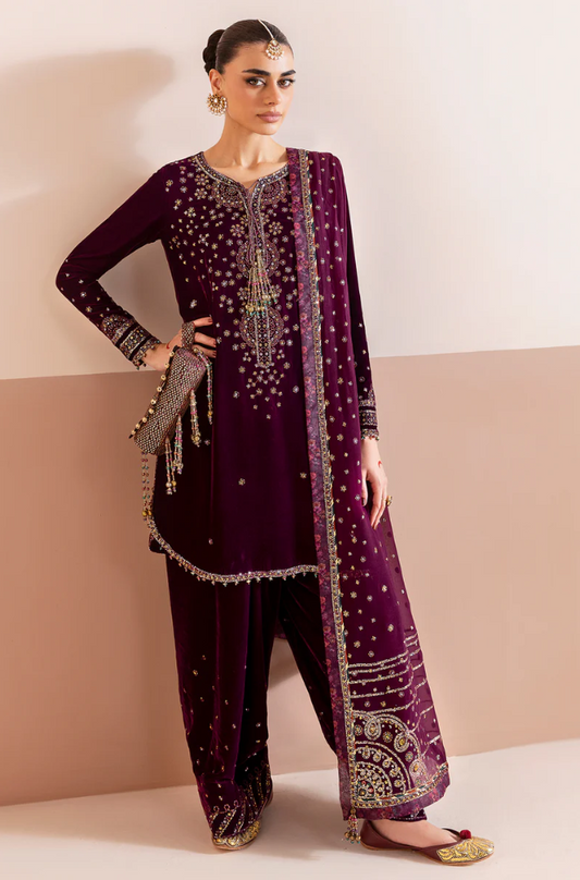 Jazmin - 3PC Velvet Embroidered Suit (Unstitched) - UH220