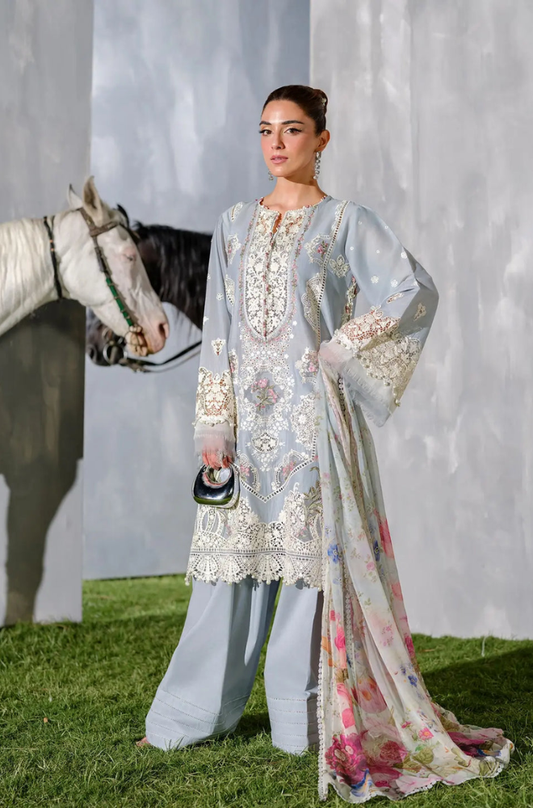 Elaf - 3PC Unstitched Lawn Embroidered Suit - UA242