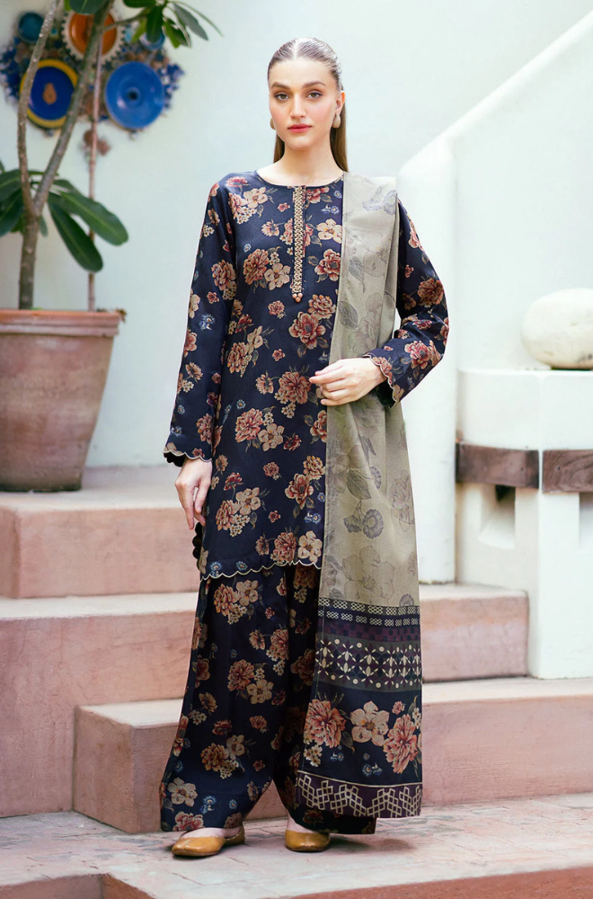 Baroque -3PC Lawn Digital Printed Suit (Unstitched) - UPHB0153