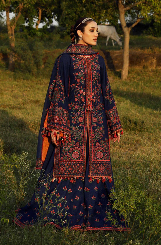 Hussain Rehar - 3PC Unstitched Dhanak Embroidered Suit - UH171