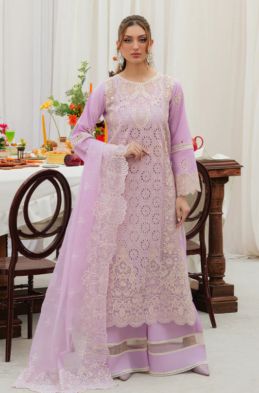 Mahnur - 3PC Unstitched Lawn Embroidered Suit - UA284