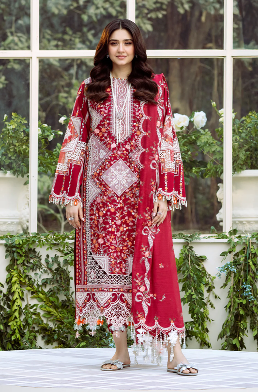 Bin Ilyas - 3PC Unstitched Luxury Dhanak Embroidered Suit - UH288