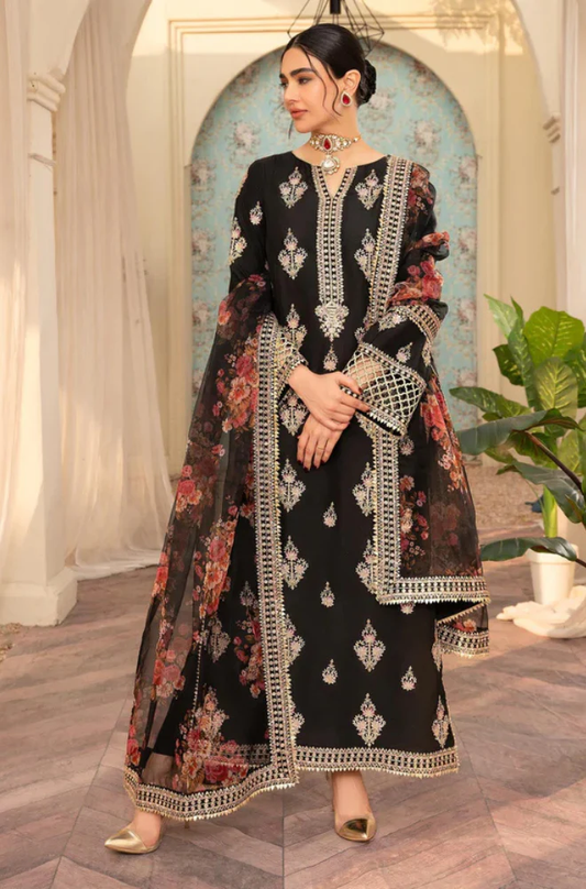 Nureh - 3PC Unstitched Lawn Embroidered Suit - UA275