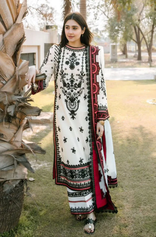 Azure - 3PC Unstitched Dhanak Embroidered Suit - US124