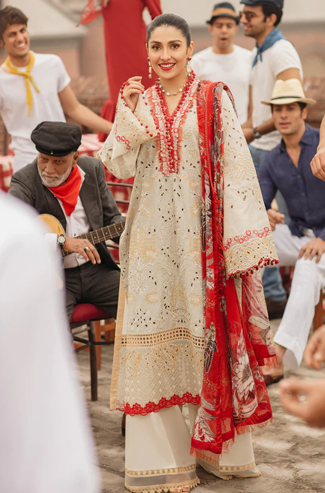 Mushq - 3PC Unstitched Lawn Embroidered Suit - UA247