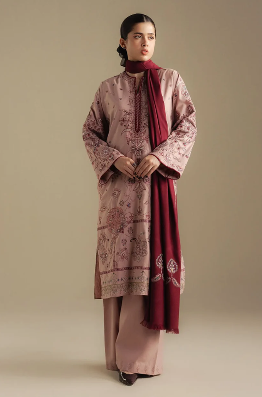 Zara Shahjahan - 3PC Unstitched Dhanak Embroidered Suit - UH284