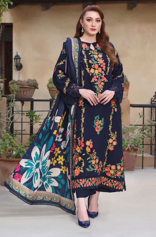 Aneelas - 3PC Unstitched Dhanak Embroidered Suit - UH261