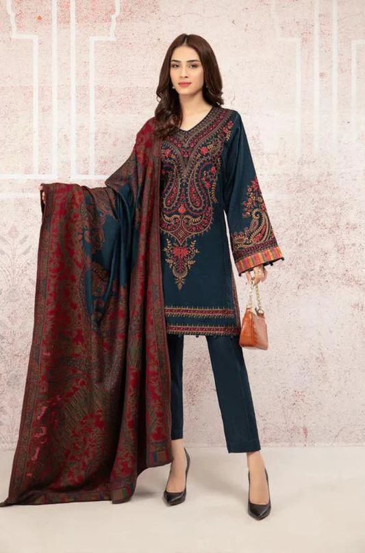 Sapphire  - 3PC Unstitched Dhanak Embroidered Suit - UH251