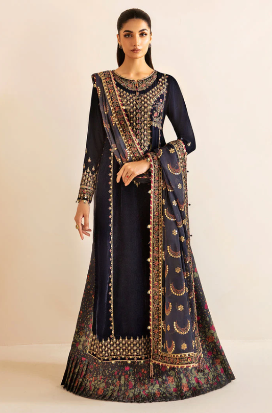 Jazmin - 3PC Velvet Embroidered Suit (Unstitched) - UH257