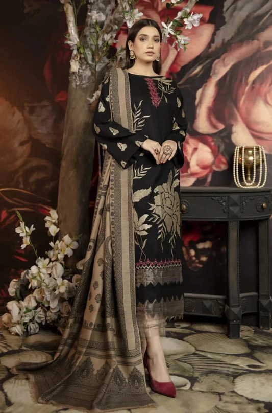 Marjjan - 3PC Dhanak Embroidered Suit (Unstitched) - UH190