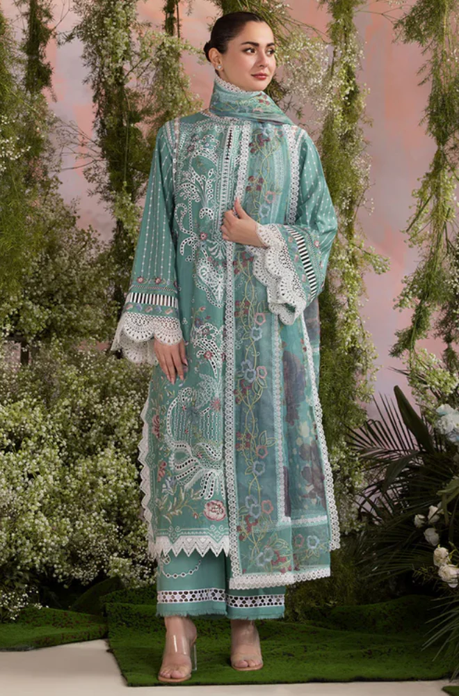 Sobia Nazir - 3PC Unstitched Lawn Embroidered Suit - UA238