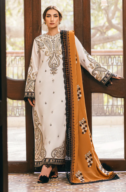 Mushq - 3PC Unstitched Dhanak Embroidered Suit - US131