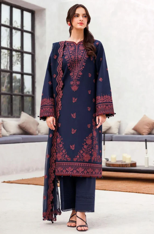 Jazmin - 3PC Unstitched Lawn Embroidered Suit - UA306