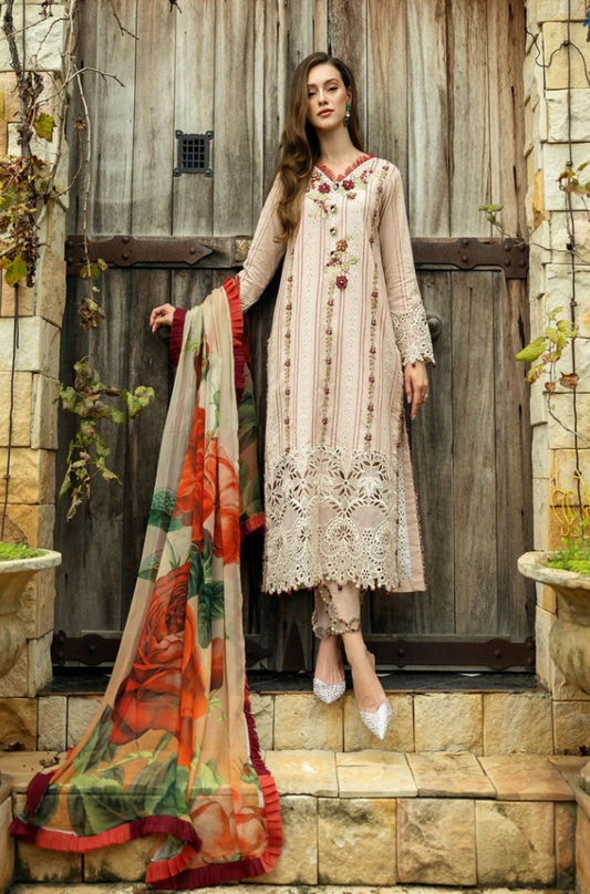 3 Piece Unstitched Dhanak Embroidered Suit - US115