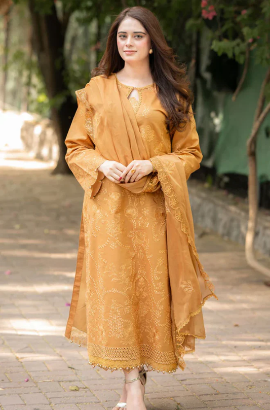 Cross stitch - 3PC Unstitched Lawn Embroidered Suit - UA280