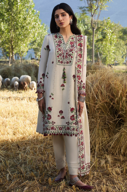 Zaha - 3PC Unstitched Dhanak Embroidered Suit - UH239