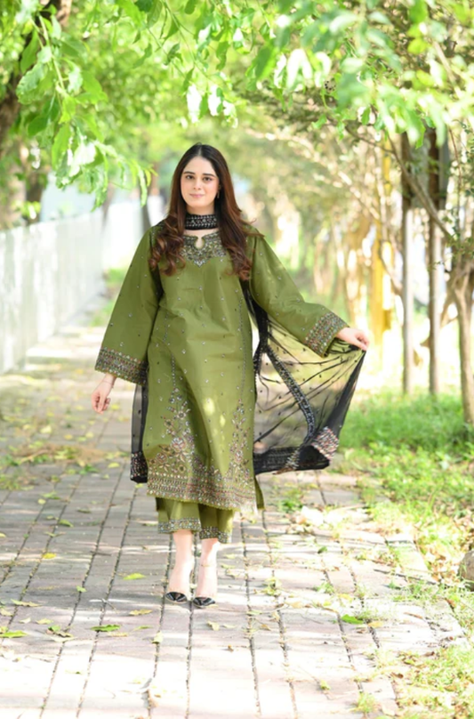 Batik - 3PC Unstitched Lawn Embroidered Suit - UA312