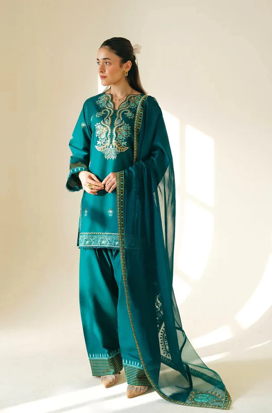 Cross stitch - 3PC Unstitched Lawn Embroidered Suit - UA276