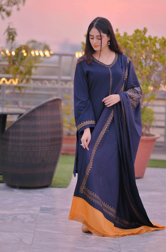 Asling - 3PC Unstitched Dhanak Embroidered Suit - UH167