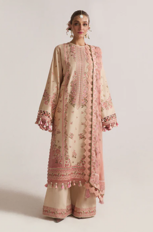 Hussain Rehar - 3PC Dhanak Embroidered Suit (Unstitched) - UH213