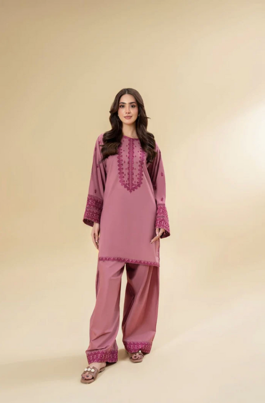 Sapphire - 2PC Dhanak Embroidered Suit (Unstitched) - US204