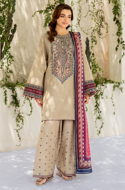 Jazmin - 3PC Dhanak Embroidered Suit (Unstitched) - UH264