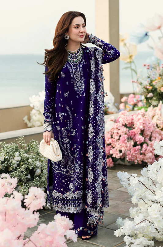 Qalamkar - 3PC Unstitched Dhanak Embroidered Suit - US145