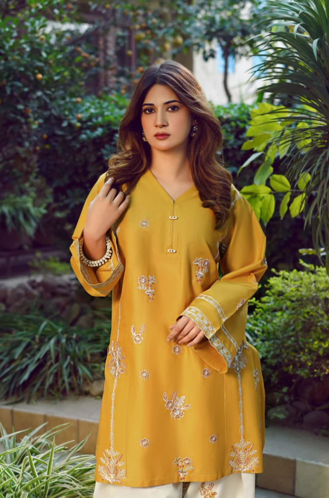 Urge - 2PC Dhanak Embroidered Suit (Unstitched) - US207