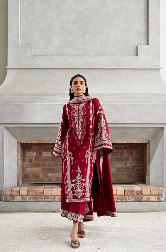 ZAIB  - 3PC Unstitched Lawn Embroidered Suit - UA265