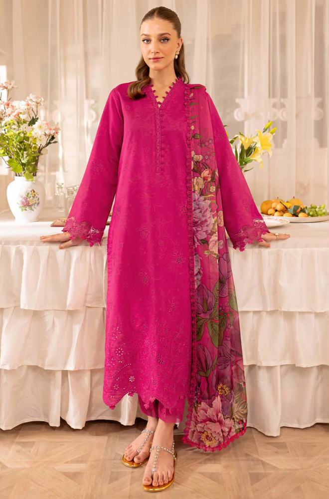 Batik - 3PC Unstitched Lawn Embroidered Suit - UA307
