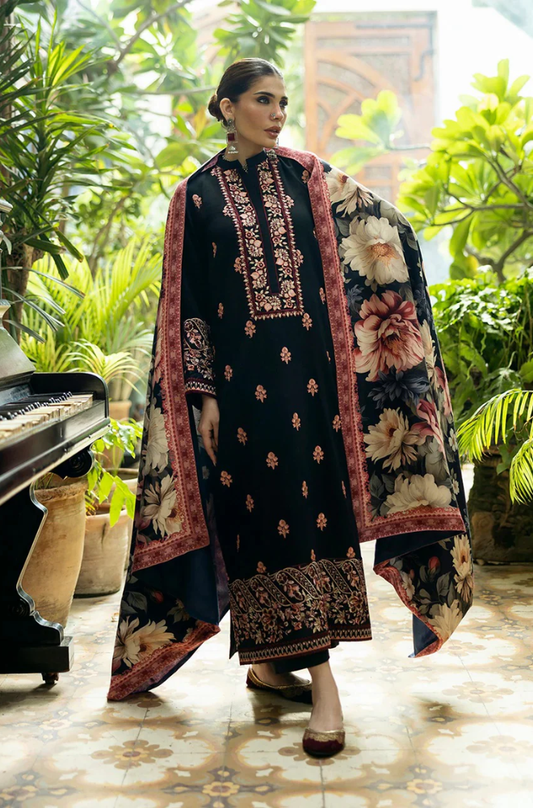 Sobia Nazir - 3PC Unstitched Dhanak Embroidered Suit - UH316