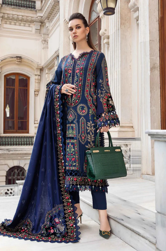 Maria.B - 3PC Unstitched Dhanak Embroidered Suit - UH172