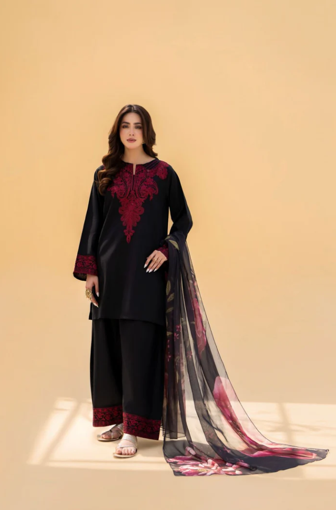 Baroque - 3PC Unstitched Dhanak Embroidered Suit - US127