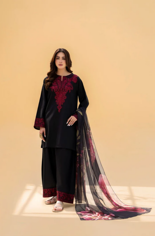 Baroque - 3PC Unstitched Dhanak Embroidered Suit - US127